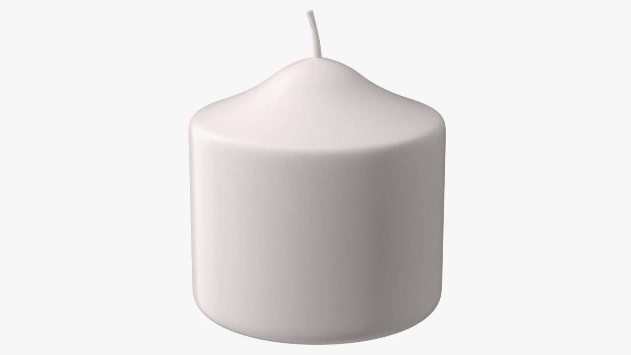 3D Wide Dome Top Pillar Candle White model