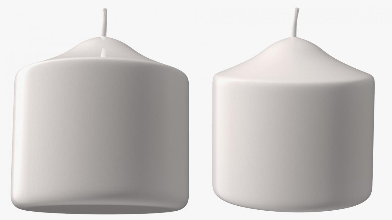 3D Wide Dome Top Pillar Candle White model