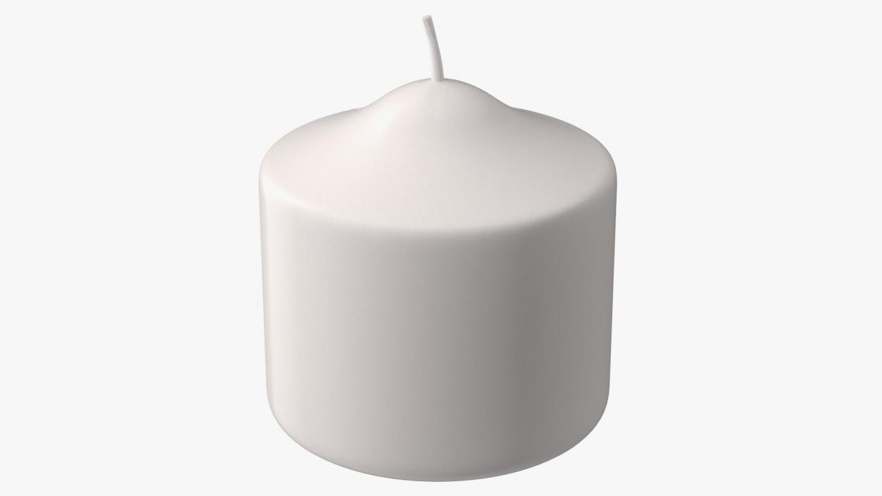 3D Wide Dome Top Pillar Candle White model