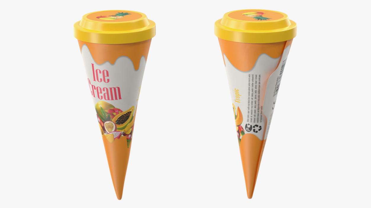 Cone Ice Cream with Cap Mockup Tropic 3D