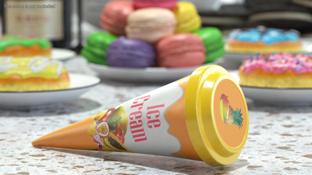 Cone Ice Cream with Cap Mockup Tropic 3D