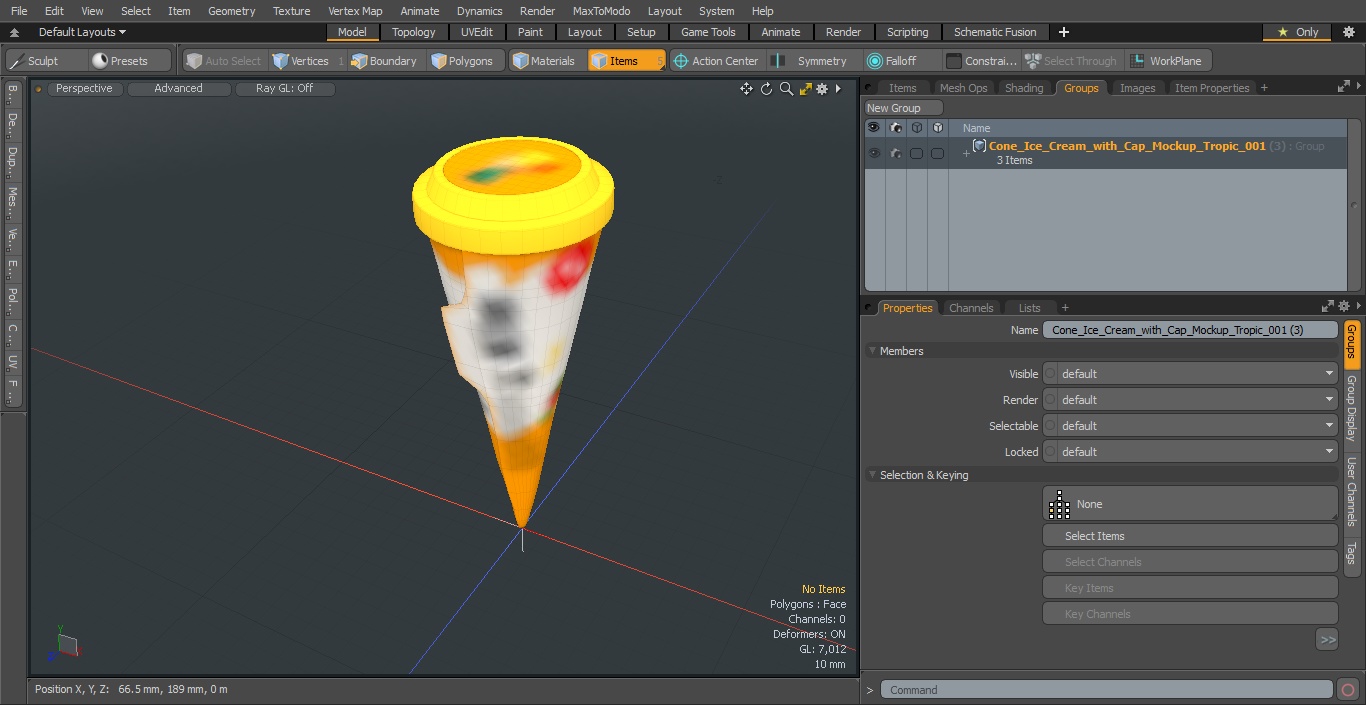 Cone Ice Cream with Cap Mockup Tropic 3D