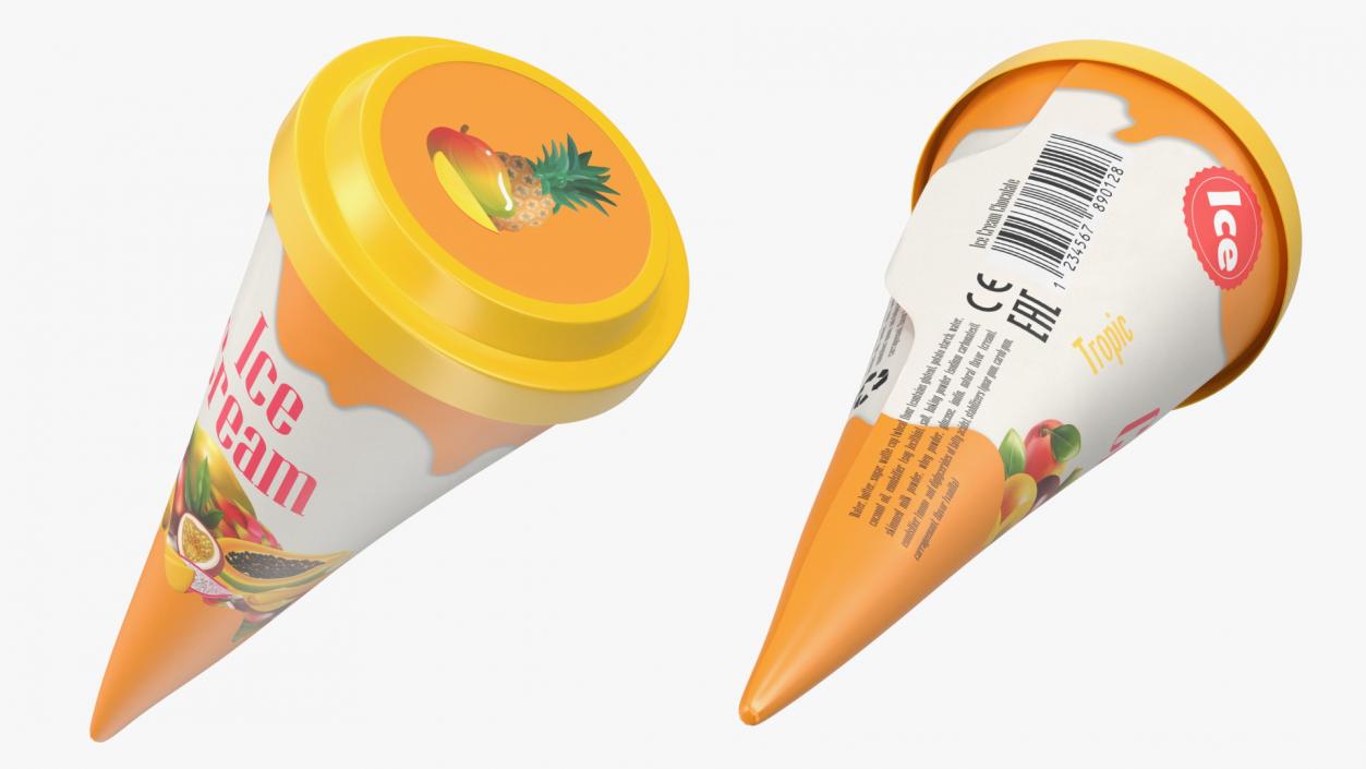 Cone Ice Cream with Cap Mockup Tropic 3D