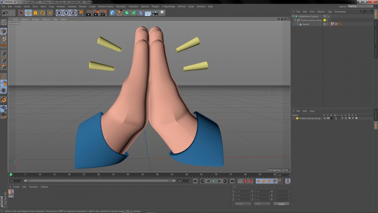 3D model Folded Hands Emoji 2