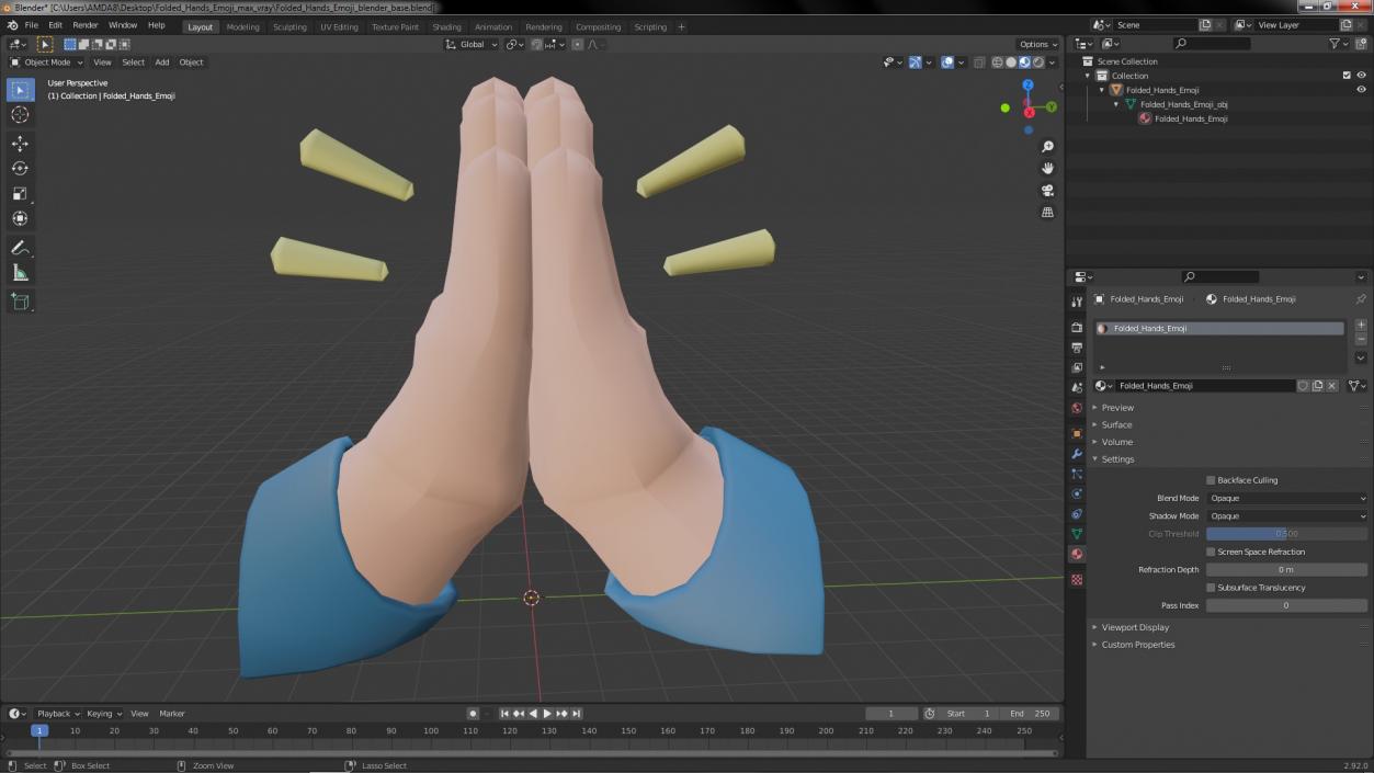 3D model Folded Hands Emoji 2