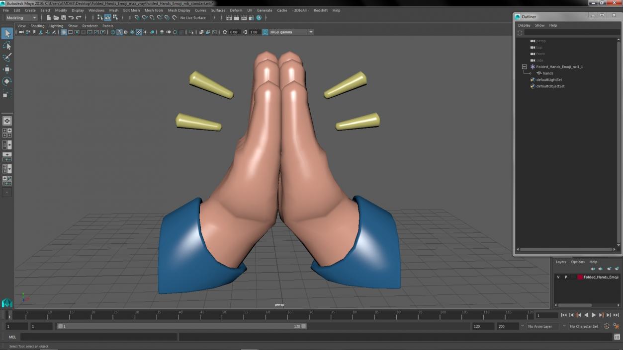 3D model Folded Hands Emoji 2