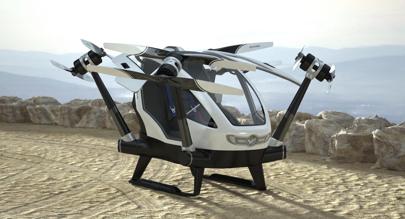 Autonomous Aerial Vehicle Ehang 184 Rigged 3D