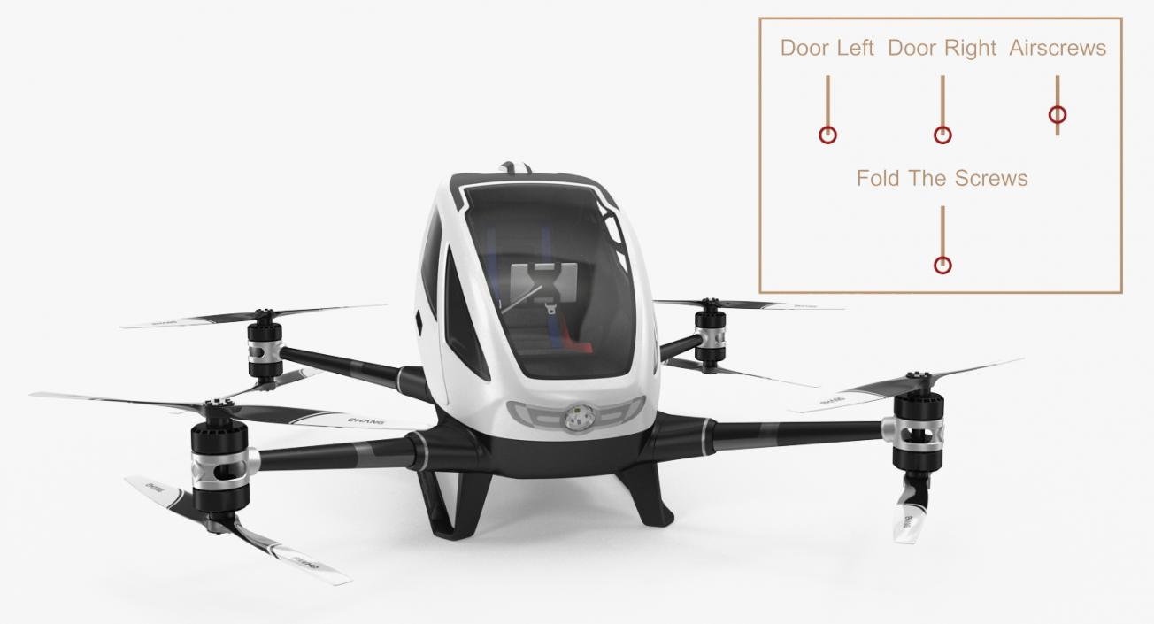 Autonomous Aerial Vehicle Ehang 184 Rigged 3D