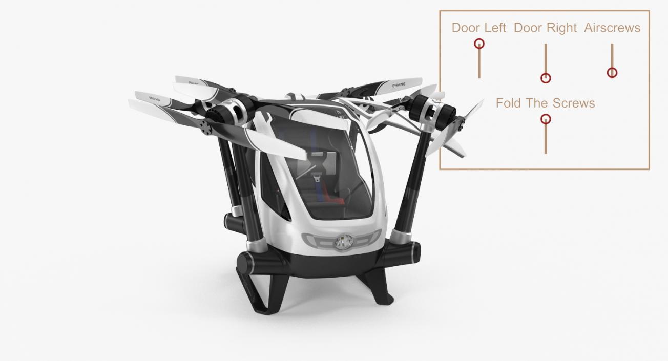 Autonomous Aerial Vehicle Ehang 184 Rigged 3D