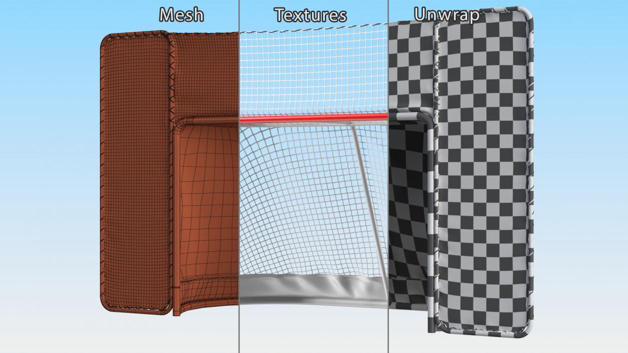 3D model Folding Hockey Goal with Backstop 2