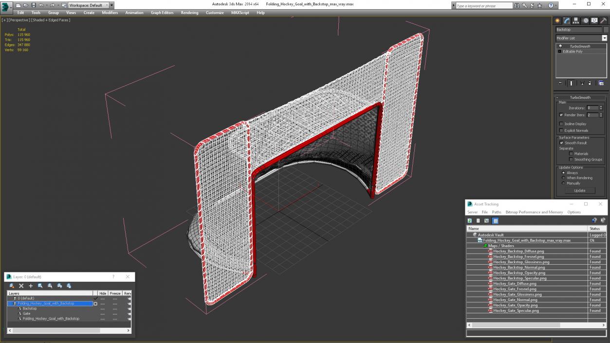 3D model Folding Hockey Goal with Backstop 2