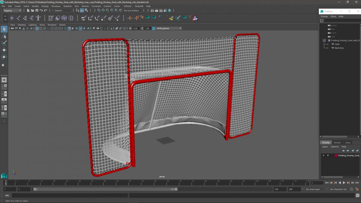 3D model Folding Hockey Goal with Backstop 2