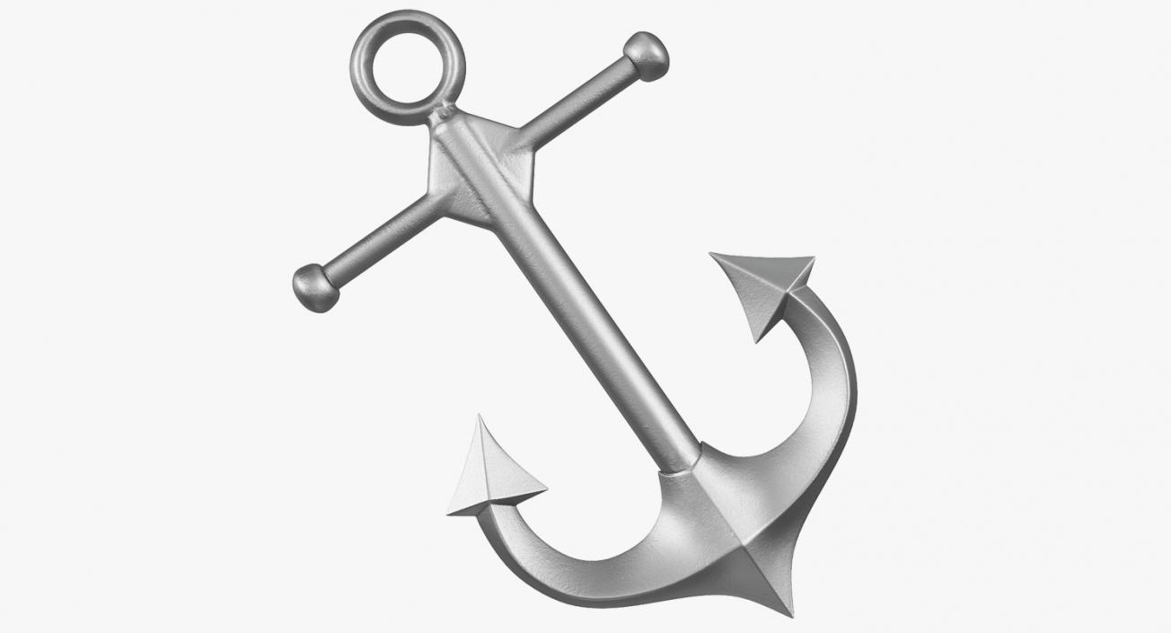 3D Silver Anchor model