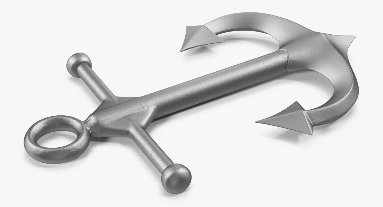 3D Silver Anchor model