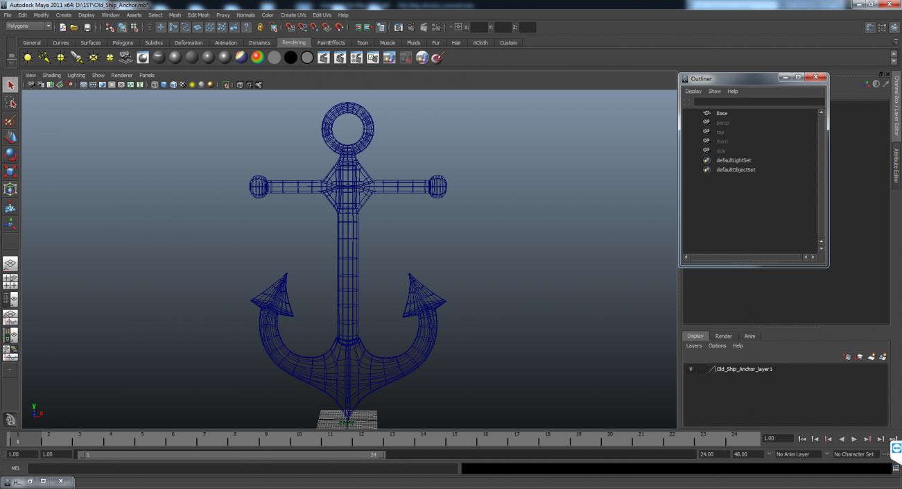 3D Silver Anchor model