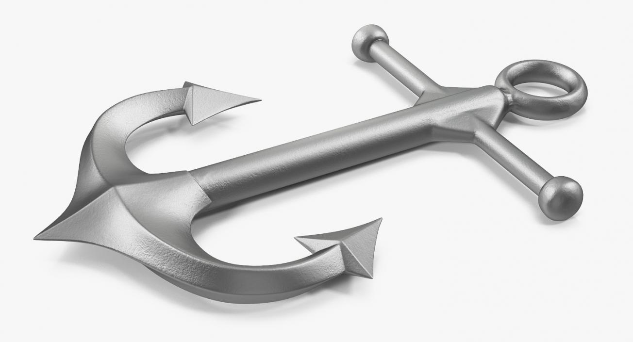 3D Silver Anchor model