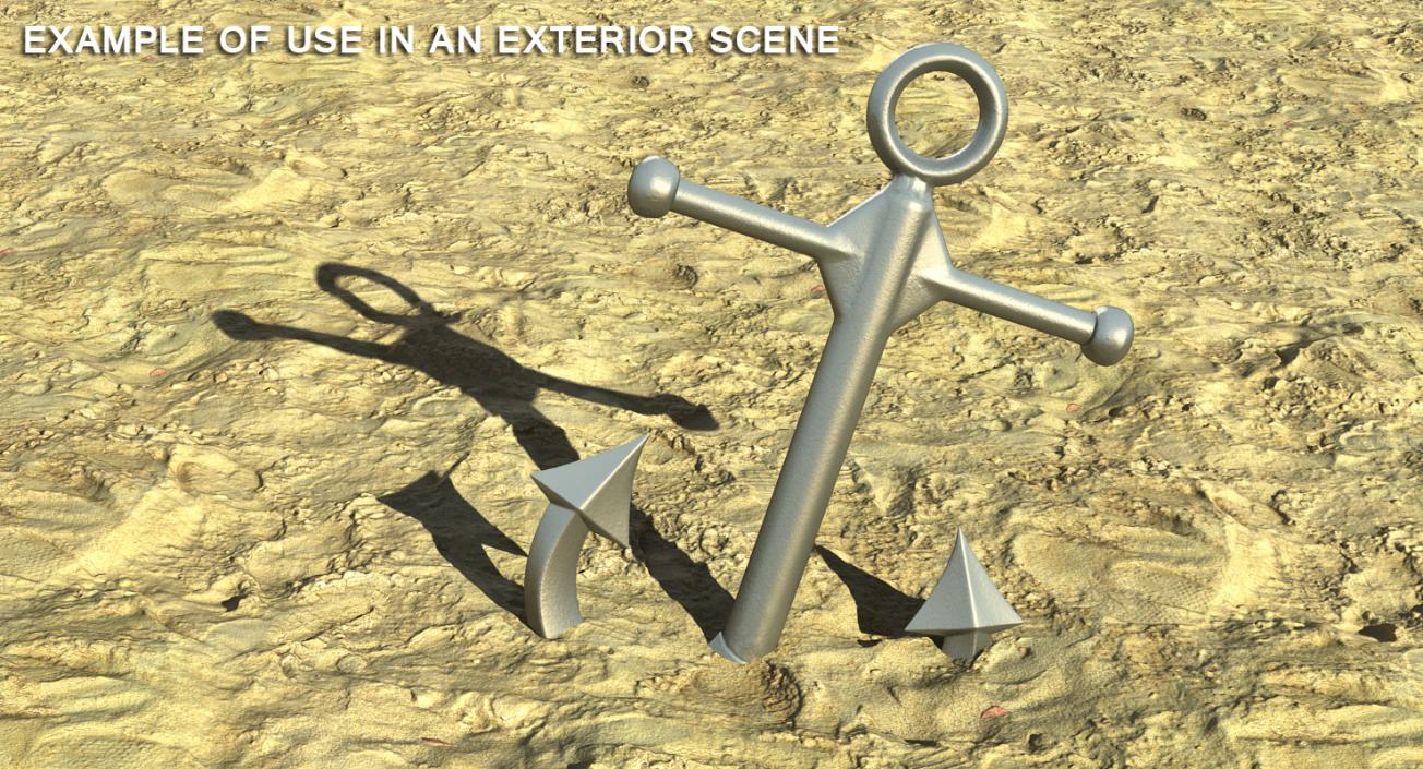 3D Silver Anchor model