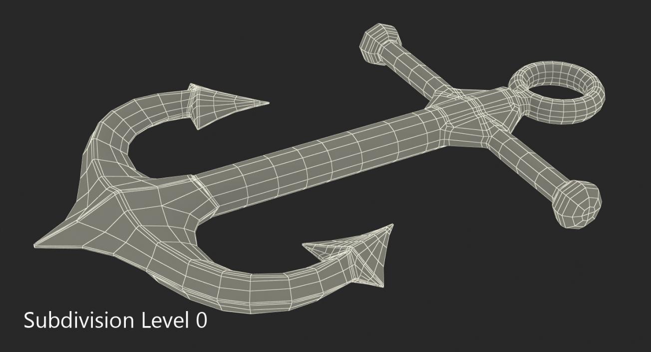 3D Silver Anchor model