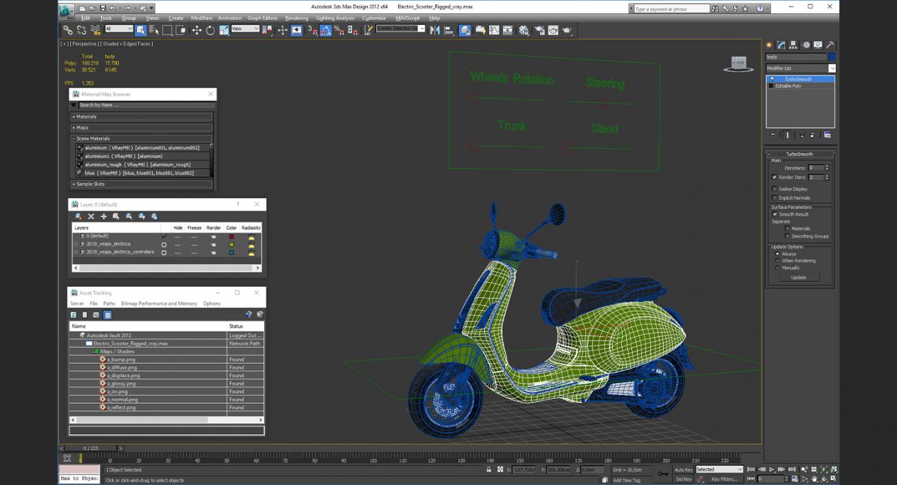 3D model Electric Scooter Rigged 2