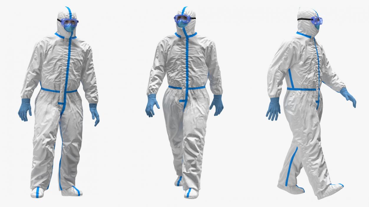 3D Man in Disposable Medical Protective Suit Rigged model