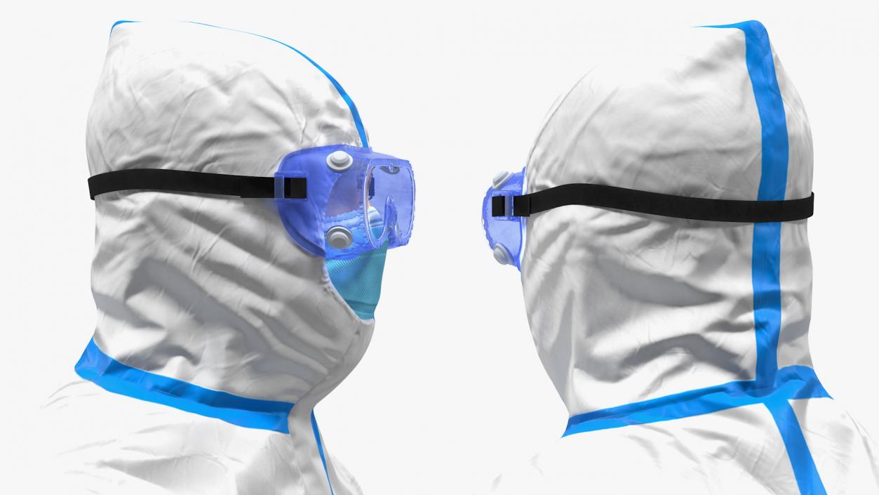 3D Man in Disposable Medical Protective Suit Rigged model