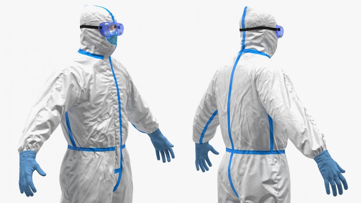 3D Man in Disposable Medical Protective Suit Rigged model