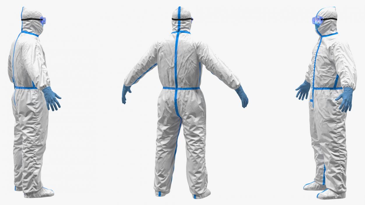 3D Man in Disposable Medical Protective Suit Rigged model