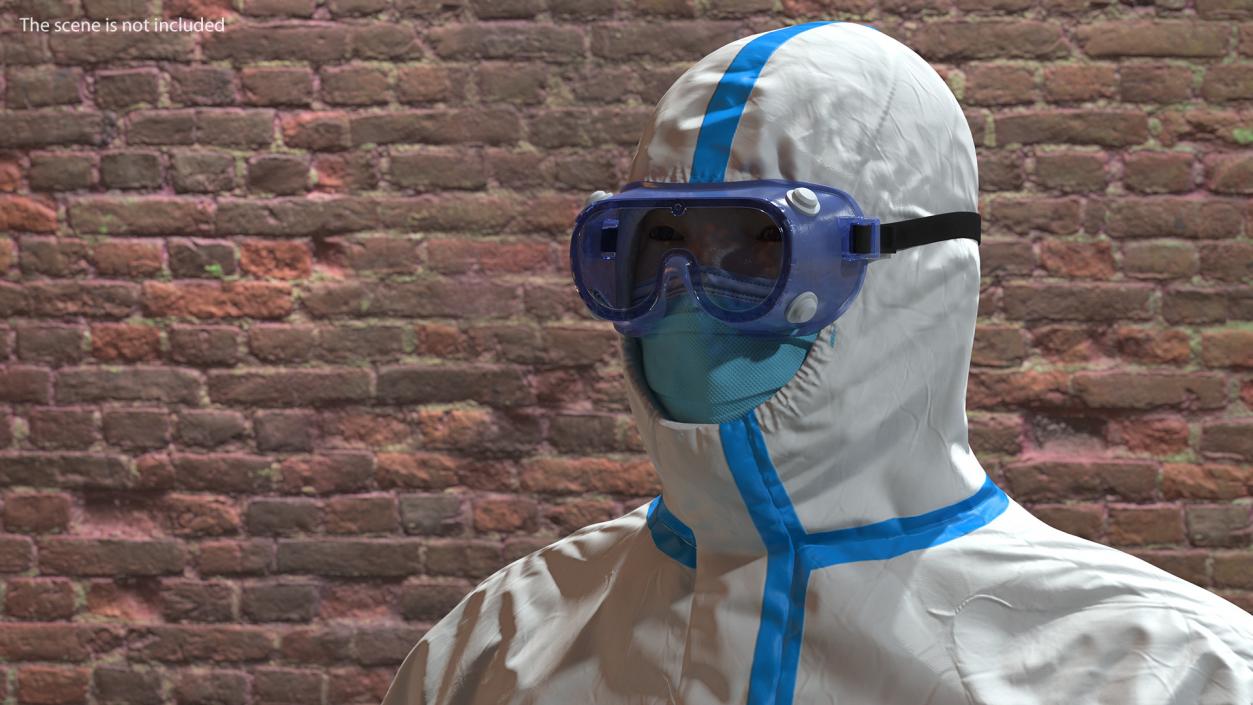 3D Man in Disposable Medical Protective Suit Rigged model