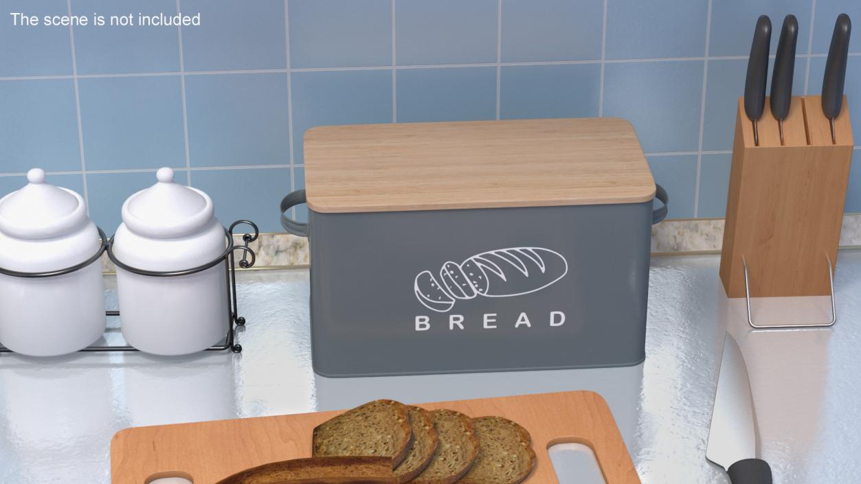 3D Kitchen Bread Box Grey Small model