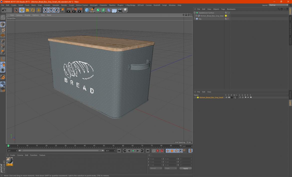 3D Kitchen Bread Box Grey Small model