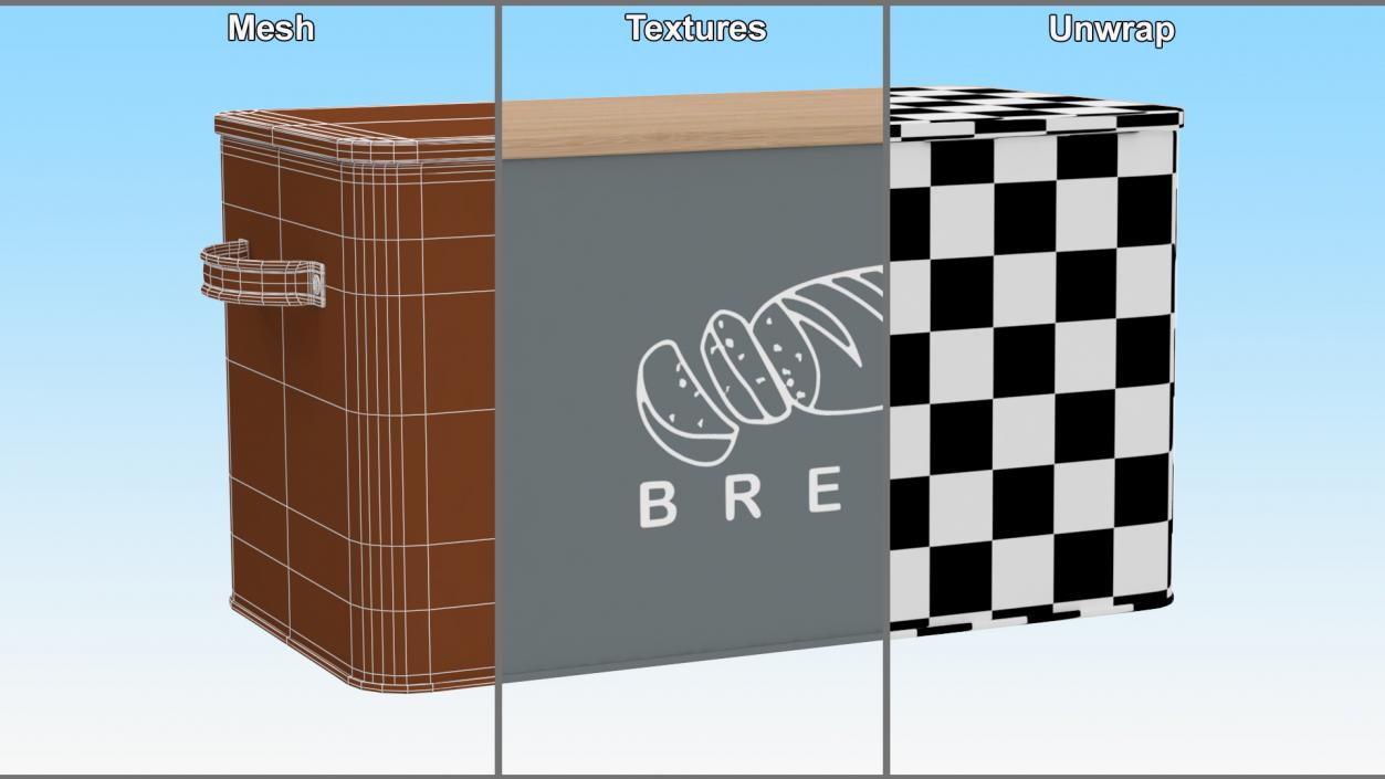 3D Kitchen Bread Box Grey Small model