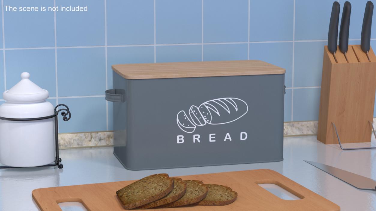 3D Kitchen Bread Box Grey Small model