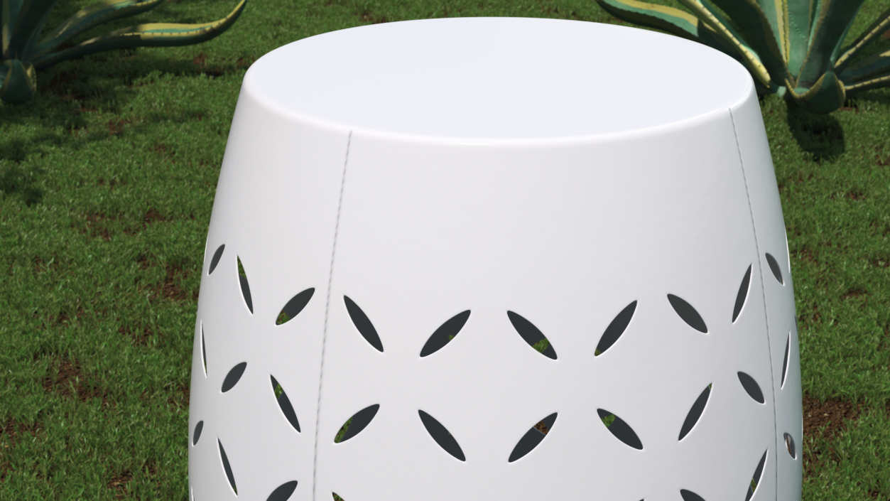 3D Patio Metal Side Table White model