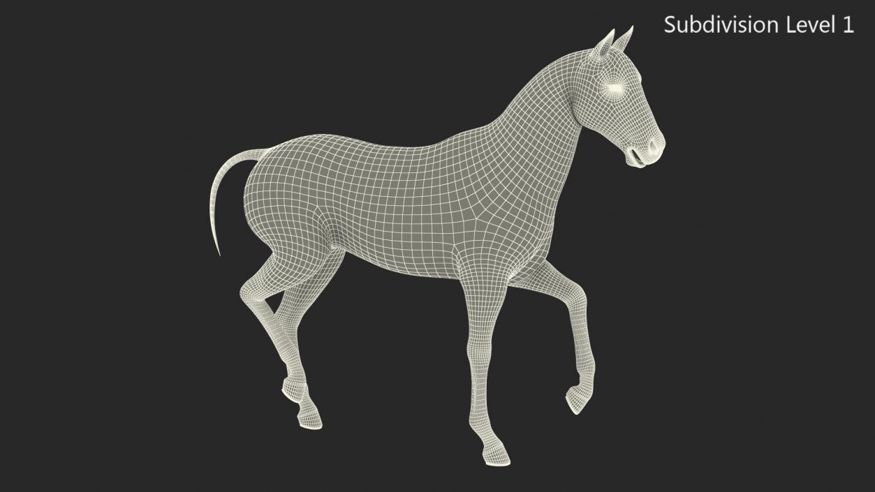 3D Horse Black Rigged model