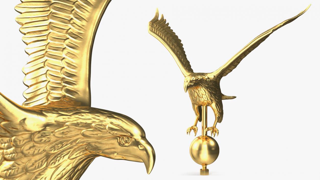 3D Gold Eagle Flagpole Topper