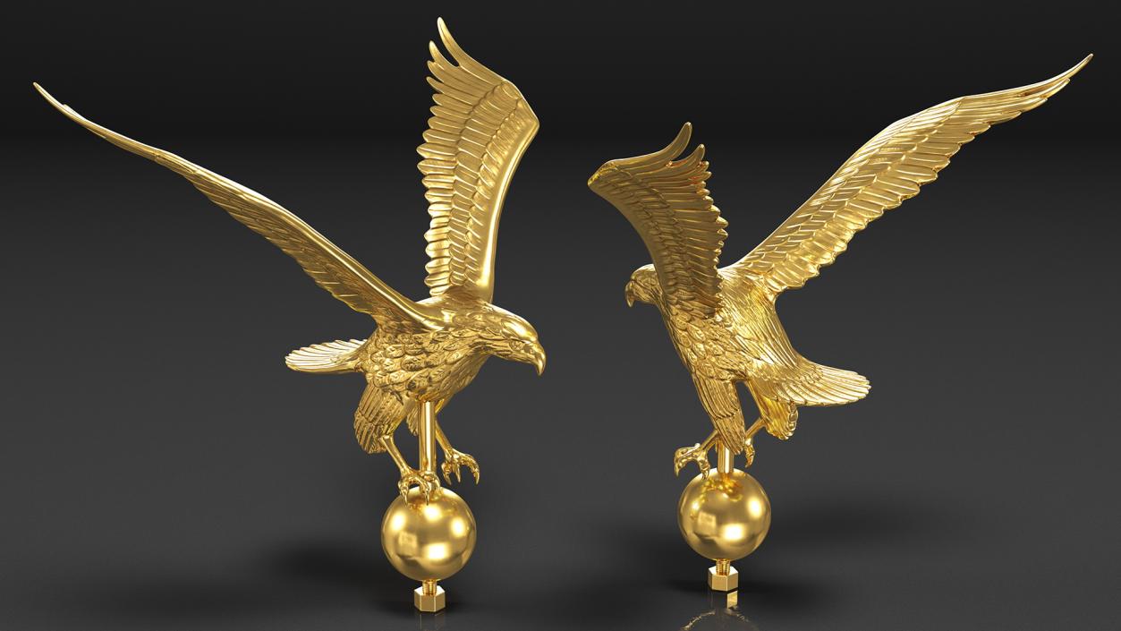 3D Gold Eagle Flagpole Topper