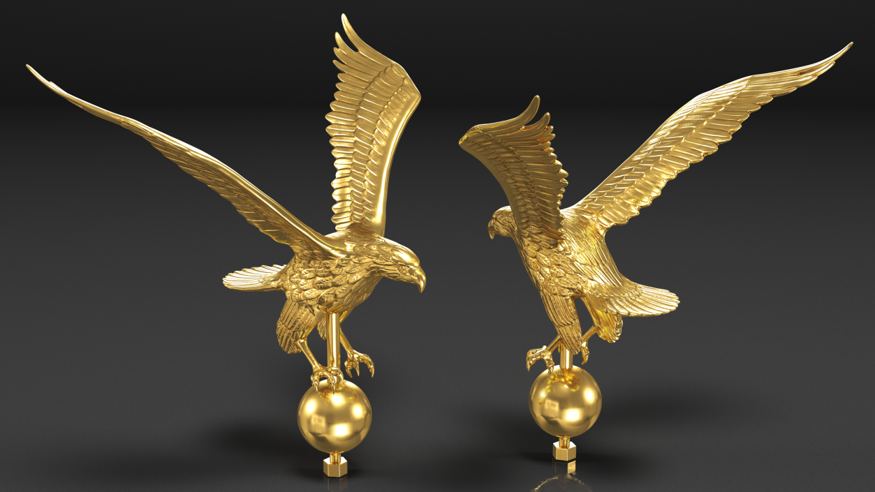 3D Gold Eagle Flagpole Topper