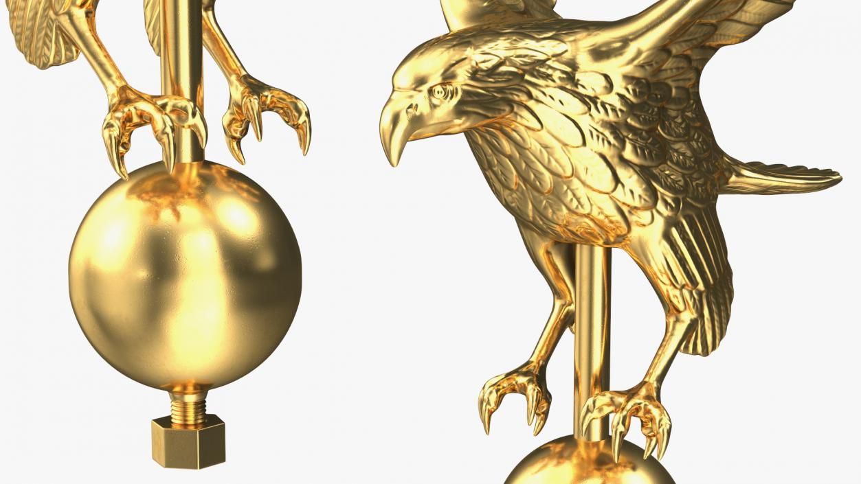 3D Gold Eagle Flagpole Topper