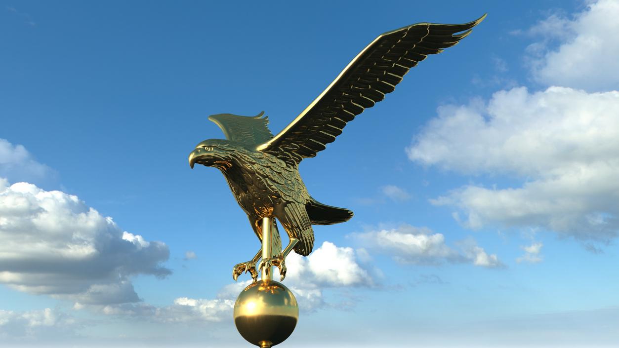 3D Gold Eagle Flagpole Topper