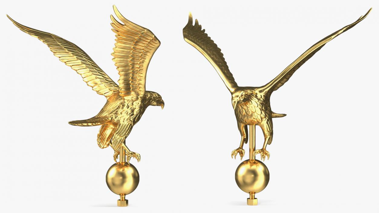 3D Gold Eagle Flagpole Topper