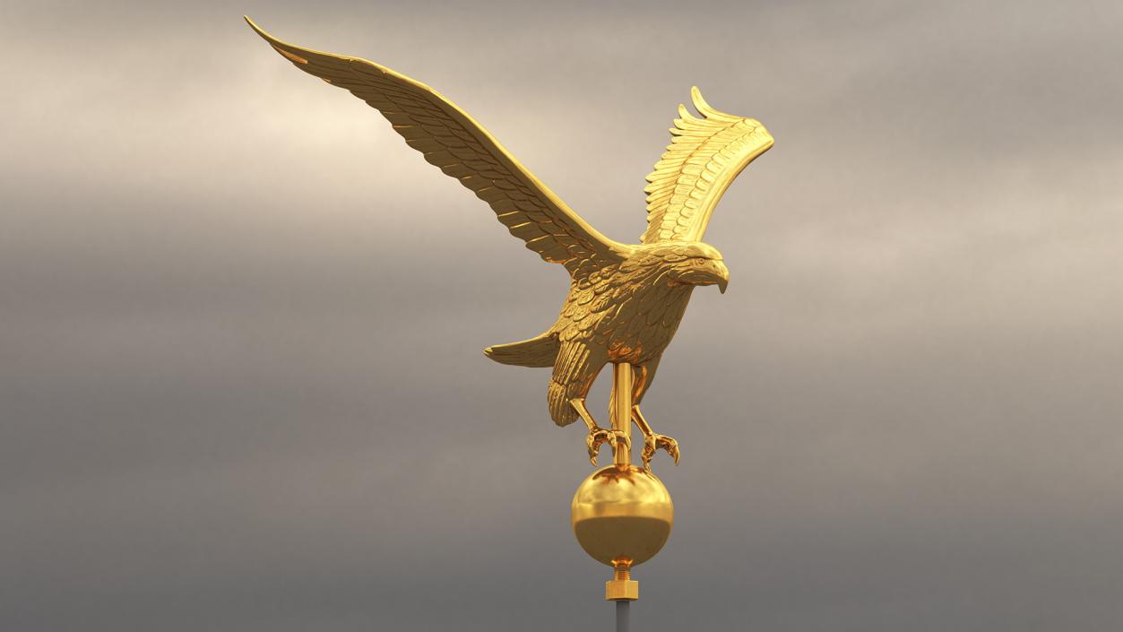 3D Gold Eagle Flagpole Topper