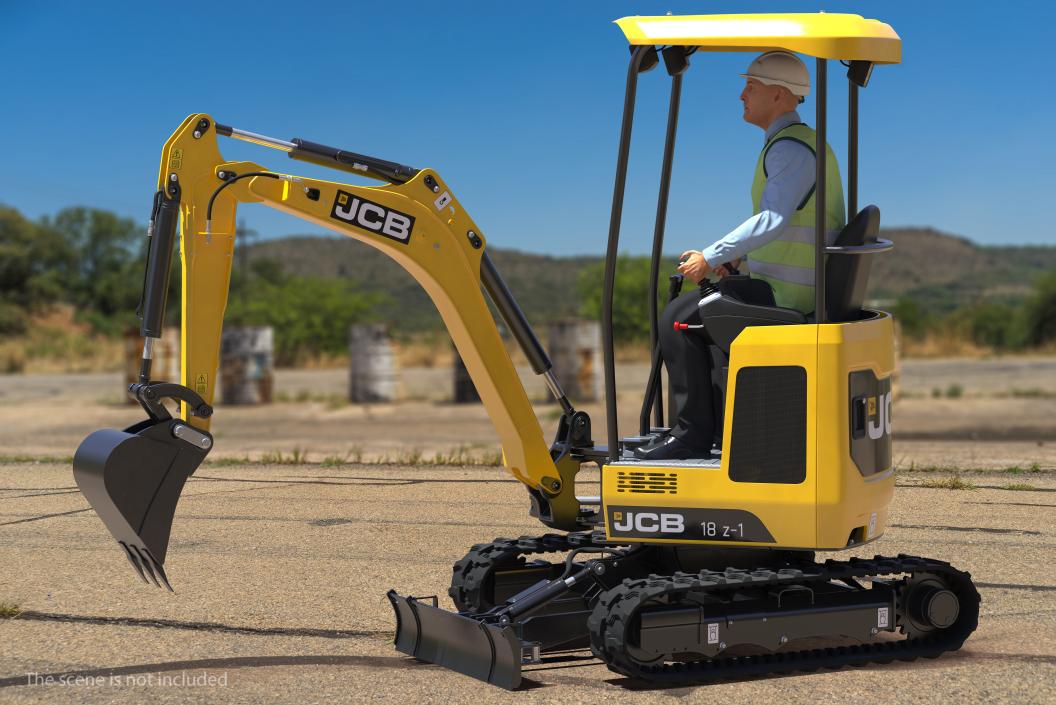 3D Mini Excavator JCB 18Z1 Clean Rigged