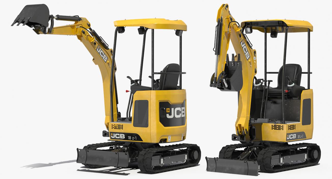 3D Mini Excavator JCB 18Z1 Clean Rigged