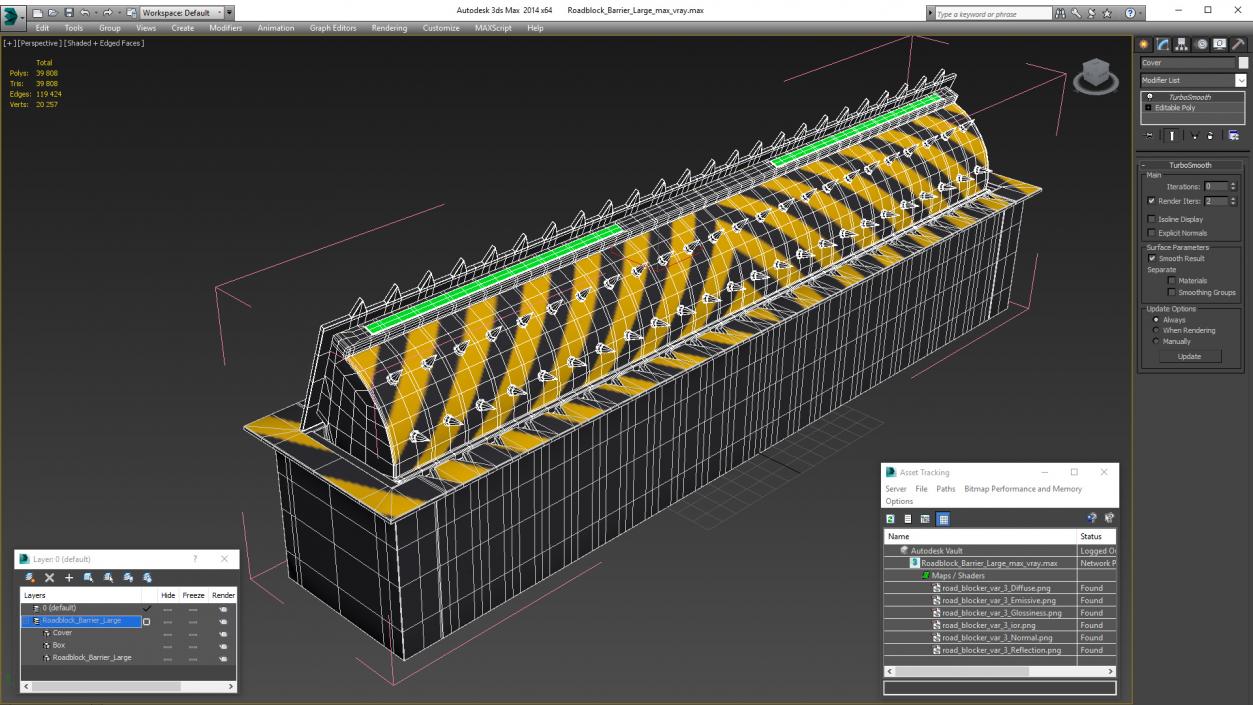 3D Roadblock Barrier Large model