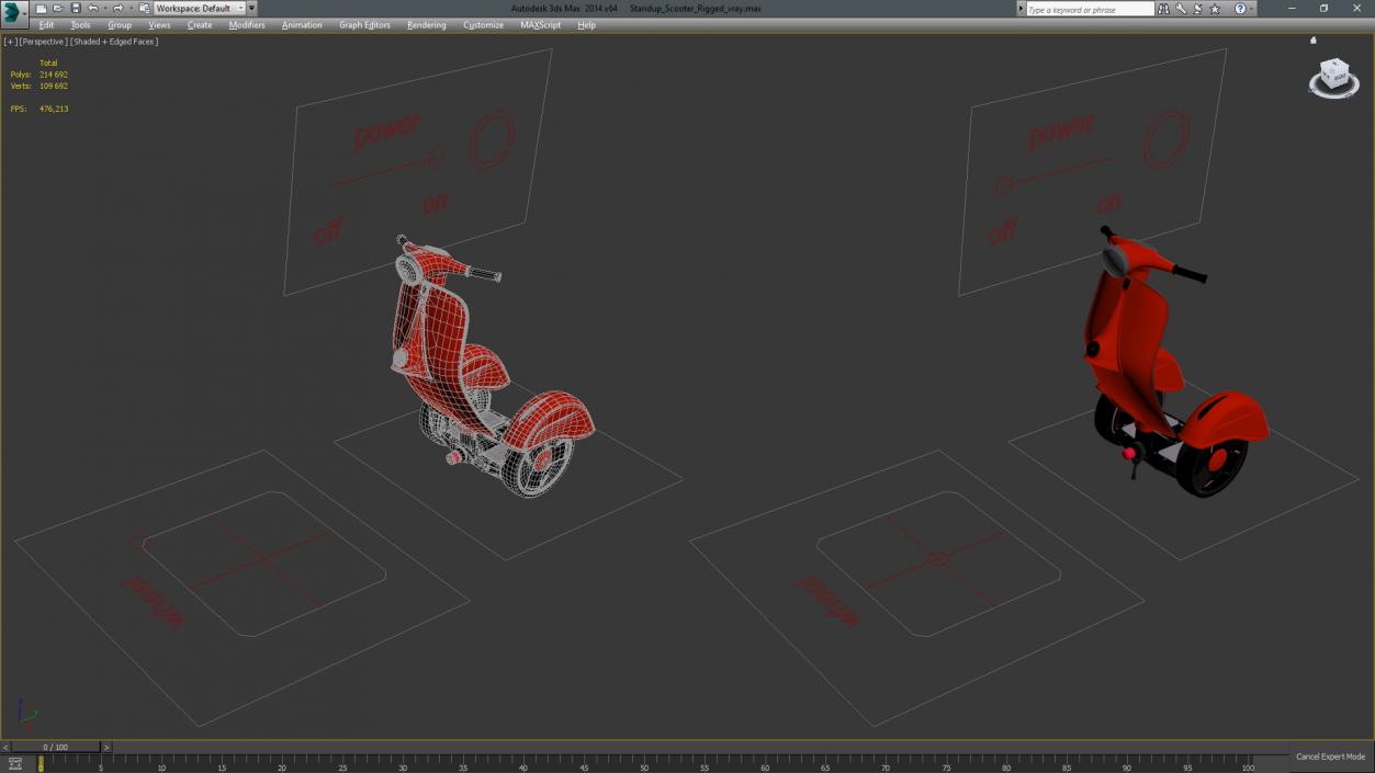 Standup Scooter Rigged 3D