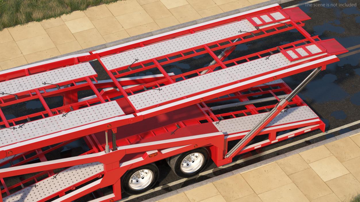 Freightliner Truck With Car Carrier Rigged 3D