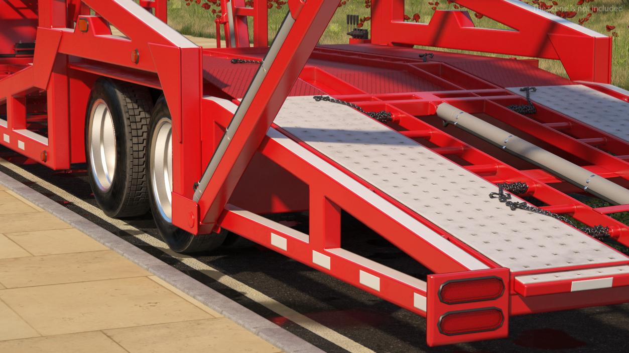 Freightliner Truck With Car Carrier Rigged 3D