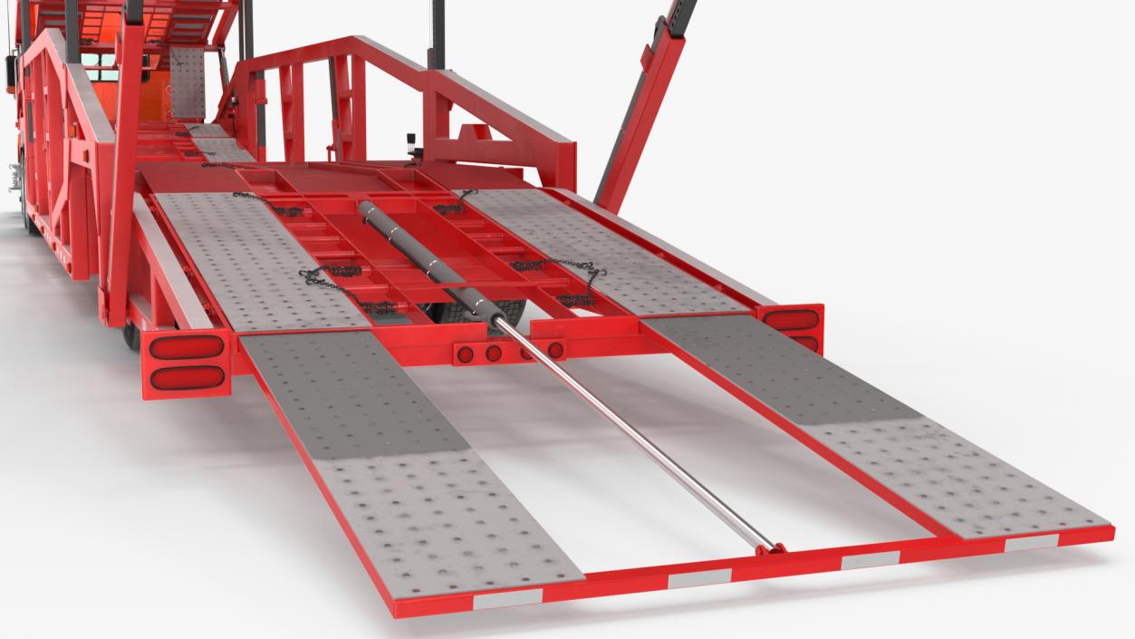 Freightliner Truck With Car Carrier Rigged 3D