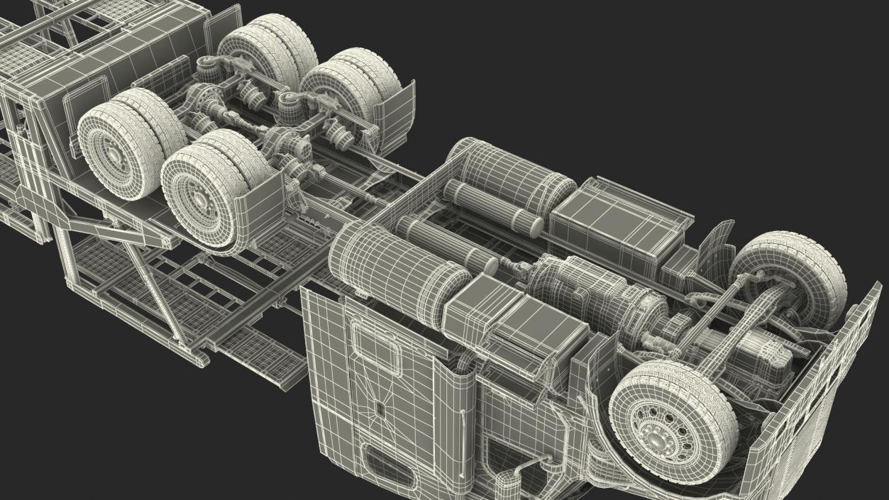 Freightliner Truck With Car Carrier Rigged 3D