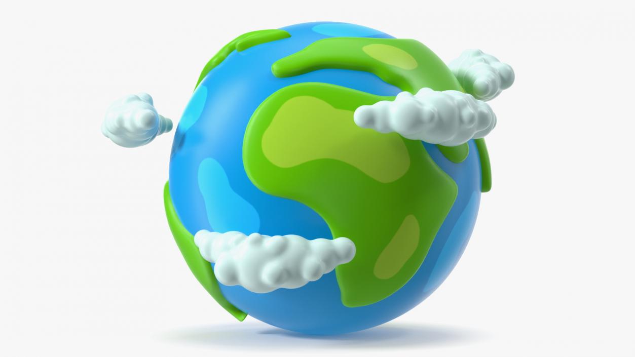 Cartoon Planet Earth with Clouds 3D